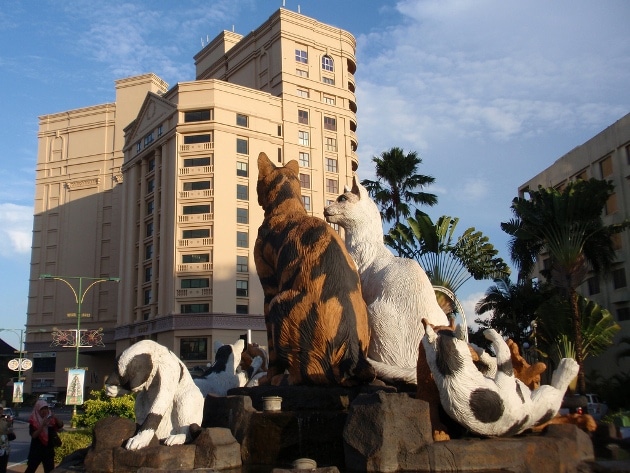 Cat statues in Kuching city centre