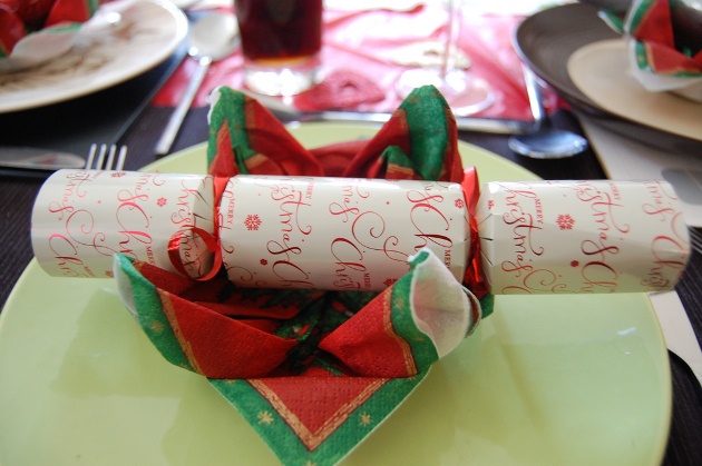 Christmas cracker on a table Christmas cracker on a table