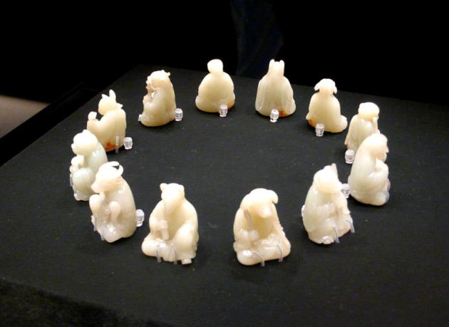 Jade figurines of the Chinese zodiac animals