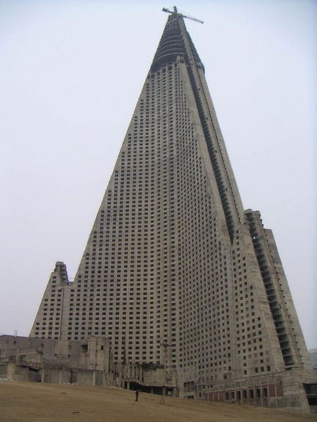 Ryugyong Hotel left as a concrete shell