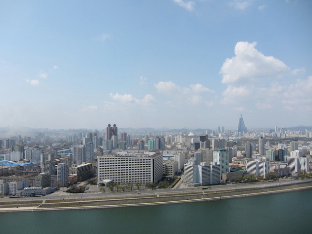 Ryugyong Hotel towering over Pyongyang