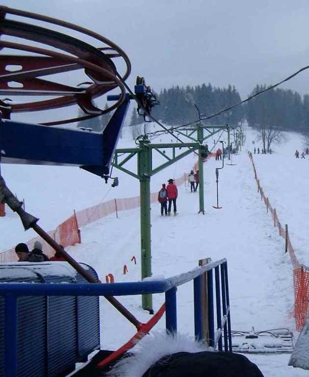 T-bar ski lift in Poronin, Poland