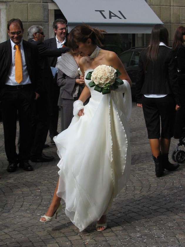 A bride with coins in her shoes