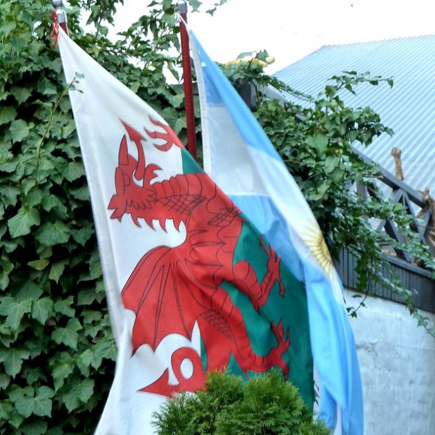 Welsh and Argentinian flags