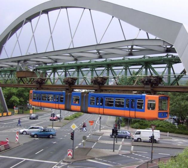 Wuppertal Suspension Railway over a junctino