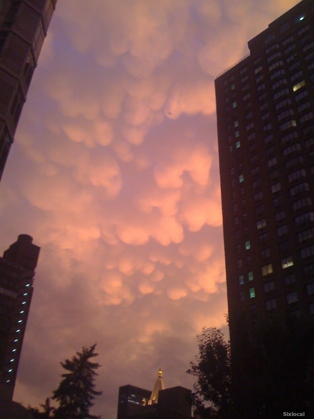 Mammatus clouds over New York City