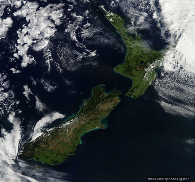 Satellite view of New Zealand Satellite view of New Zealand