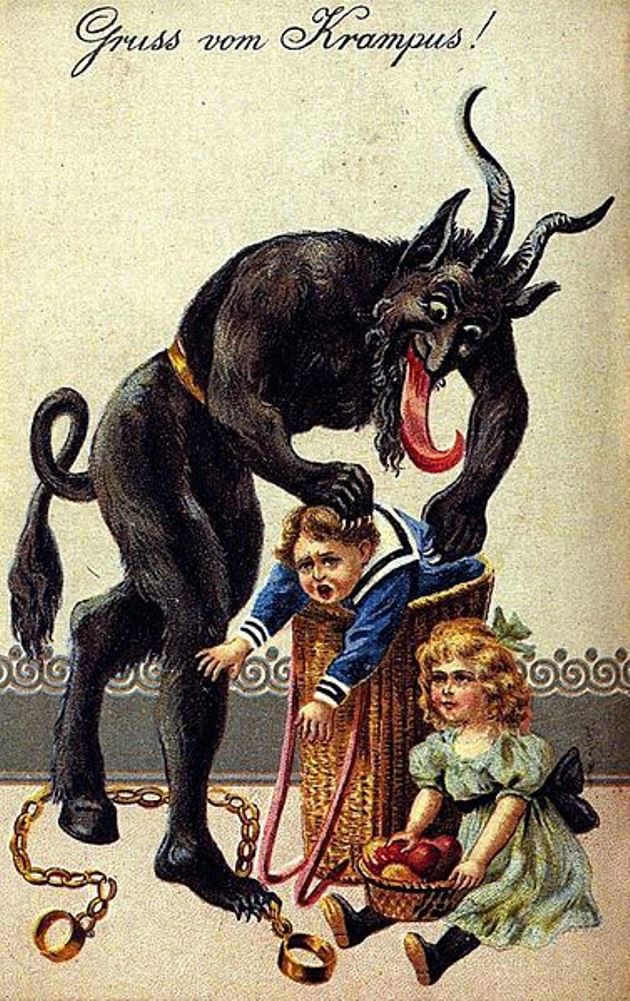 A greeting card featuring Krampus