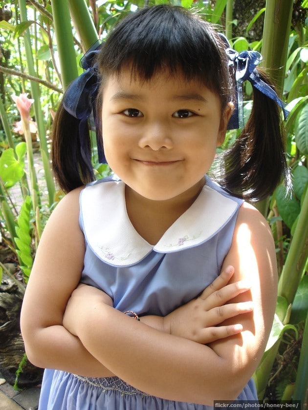 A Thai girl with pigtails