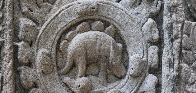 The carving at Ta Prohm: A dinosaur or a rubbish cow?