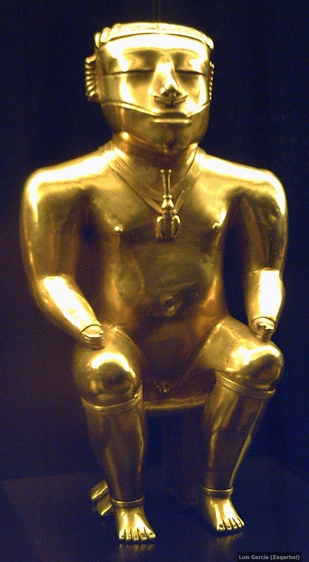 A gold Quimbaya statuette