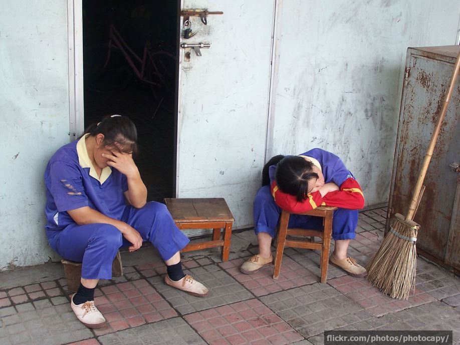 Chinese people cleaning their home