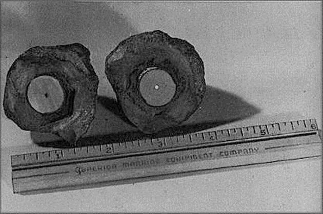 The Coso artefact sliced in two