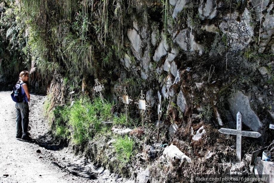 Graves by the side of the North Yungas Road