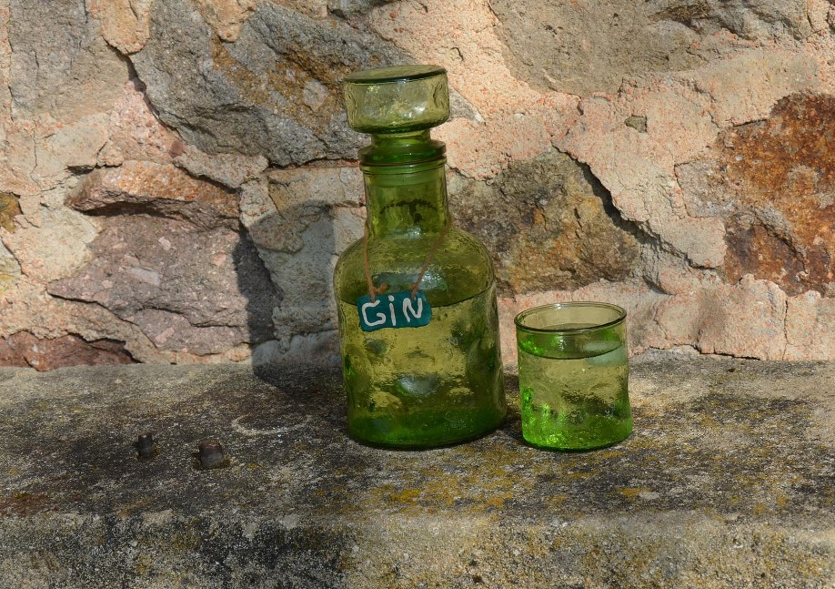 Green gin bottle