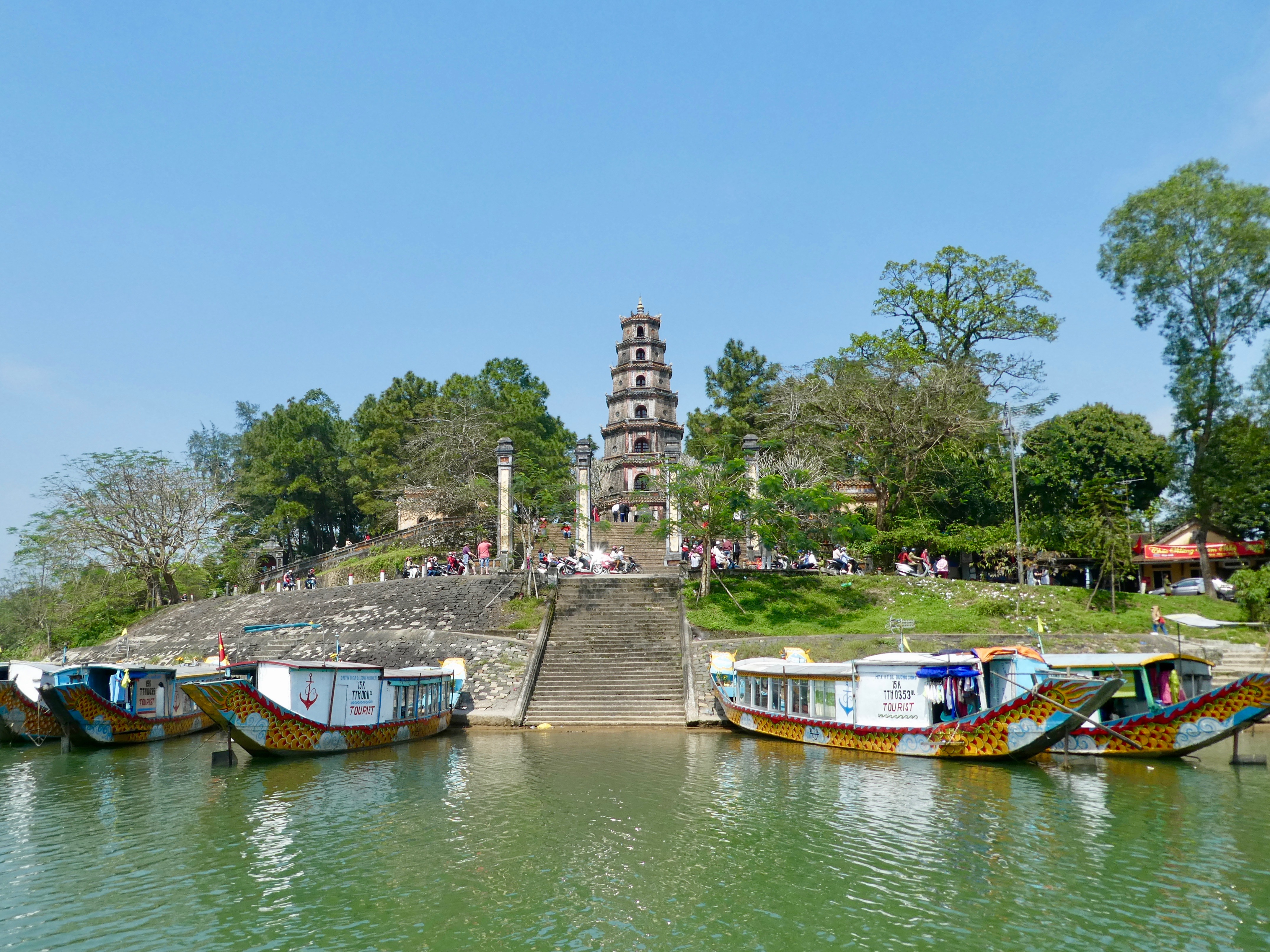 Thien Mu Pagoda, as seen from the Perfume River, Hue