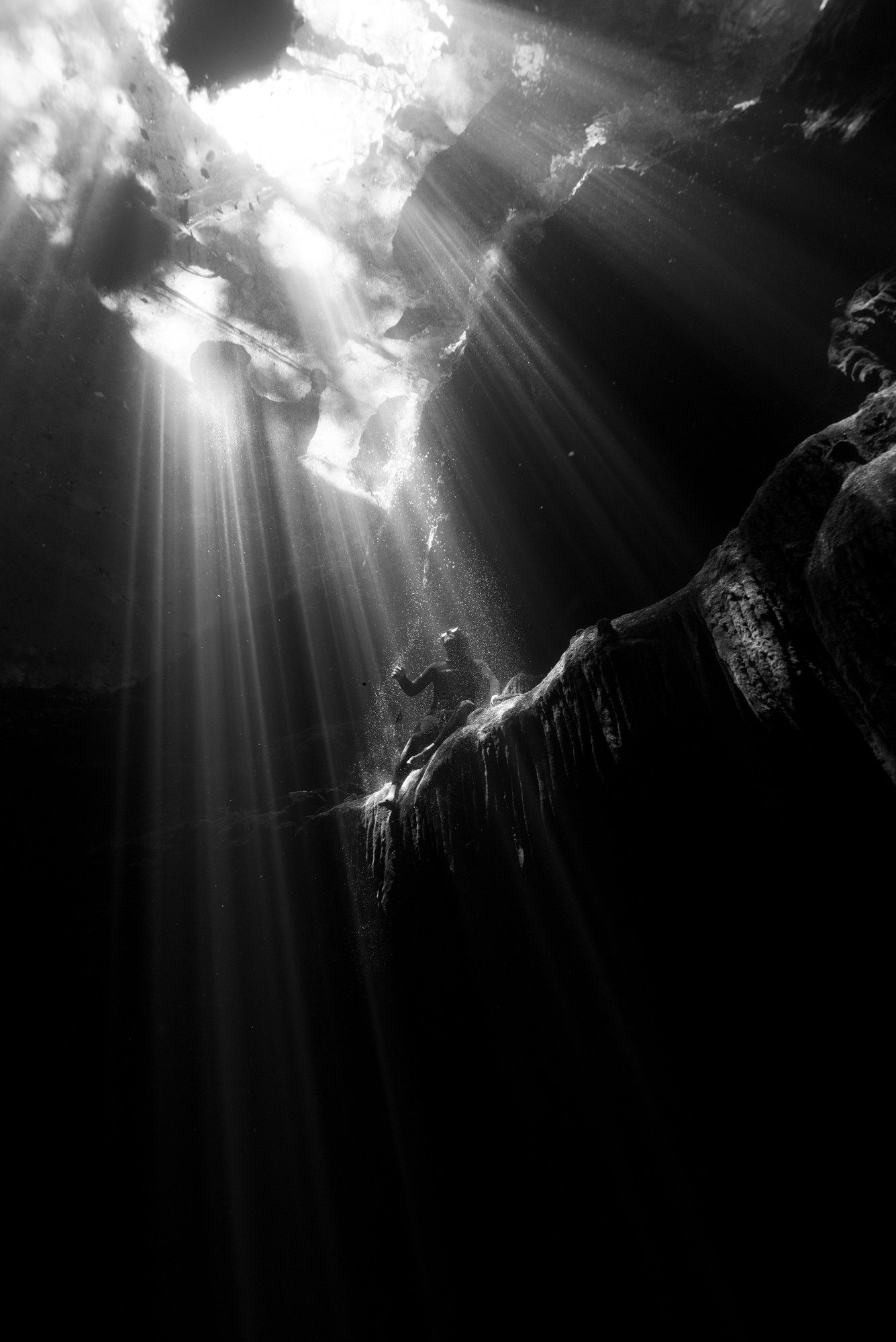 Julien Borde, freediving cenotes, Mexico