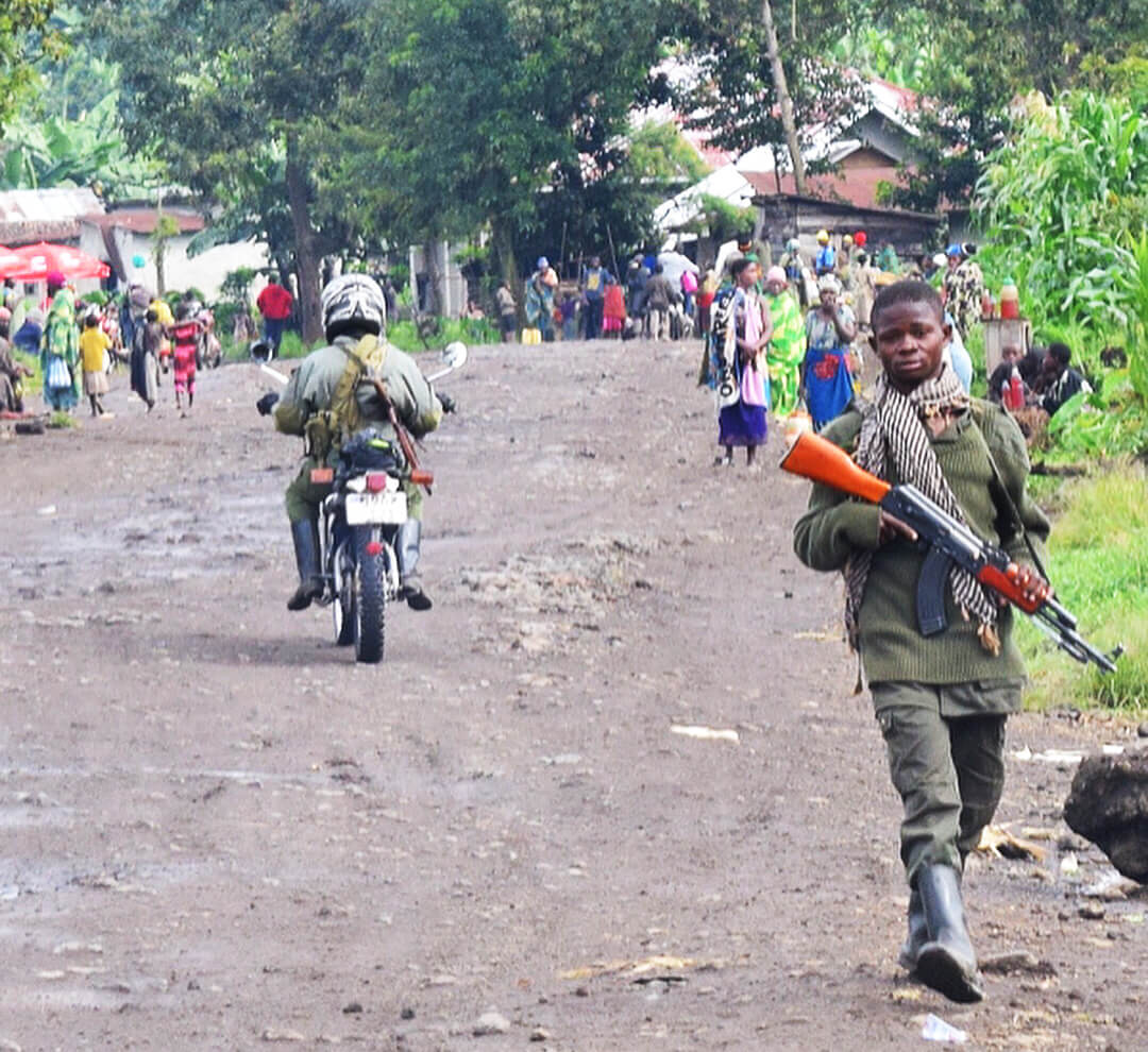 A typical street scene on a tense drive through Virunga National Park