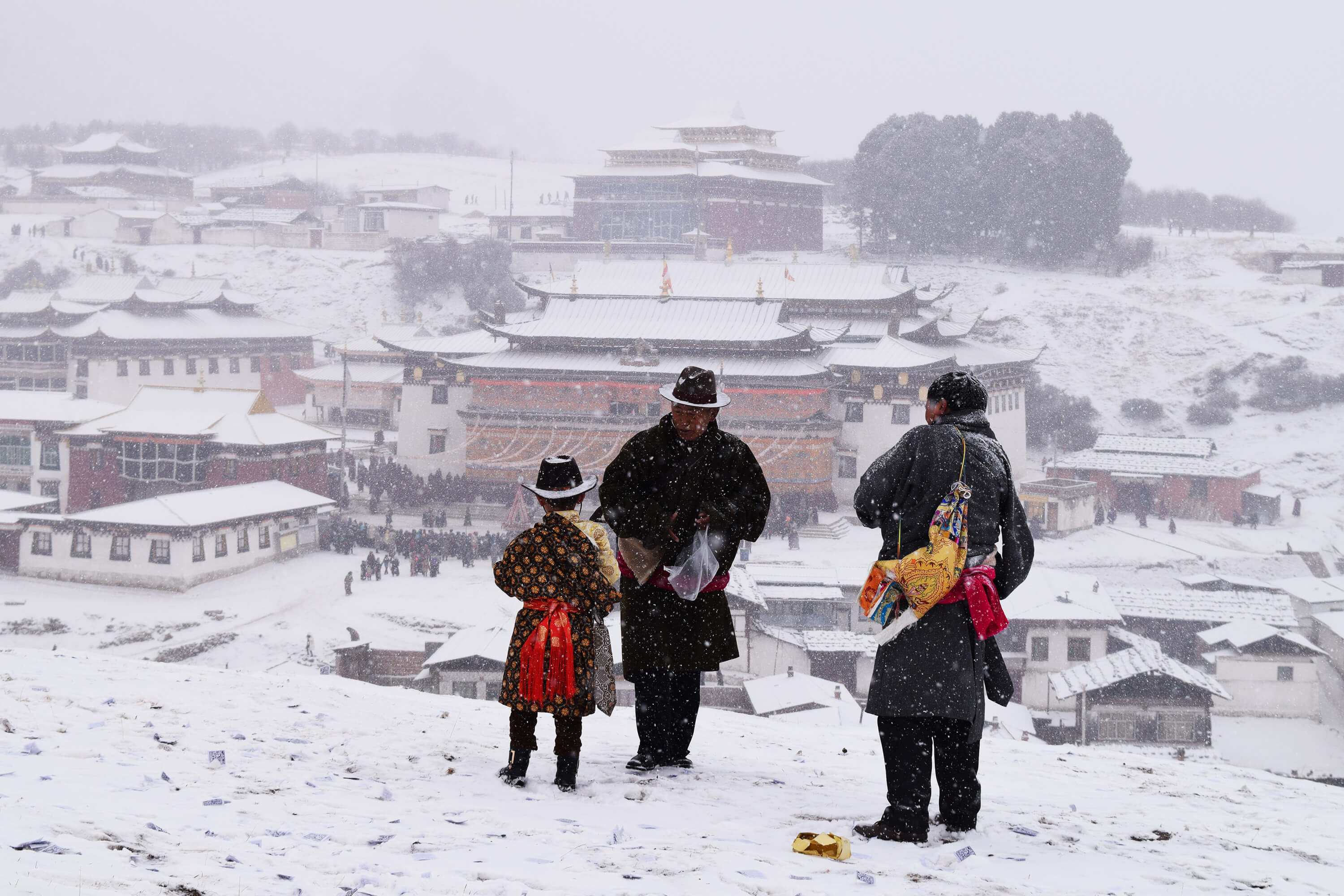 Worshippers celebrating the Tibetan New Year in the Tibetan village of Langmusi