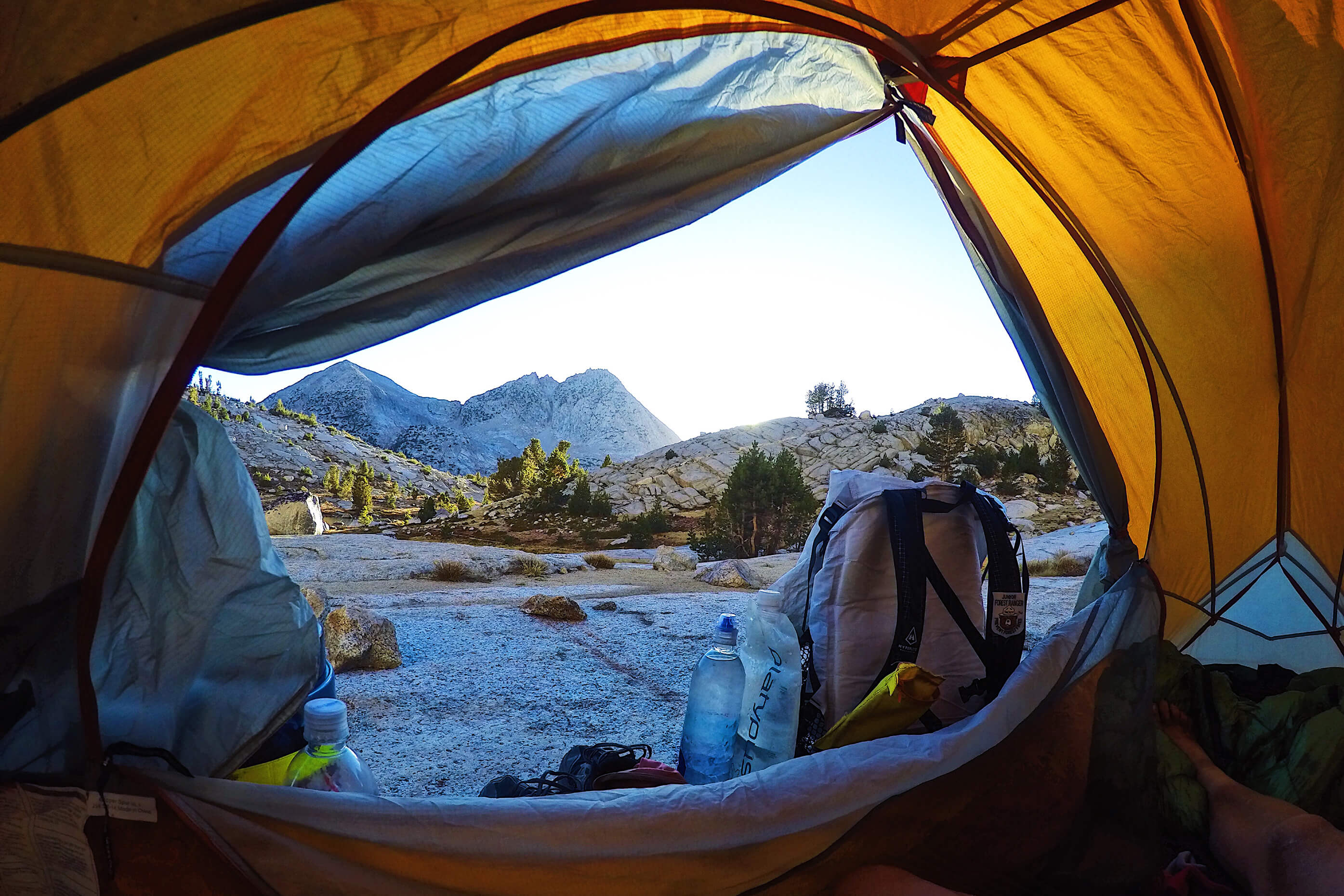 my happy place - view from my tent in the Sierra mountains in california on the PCT