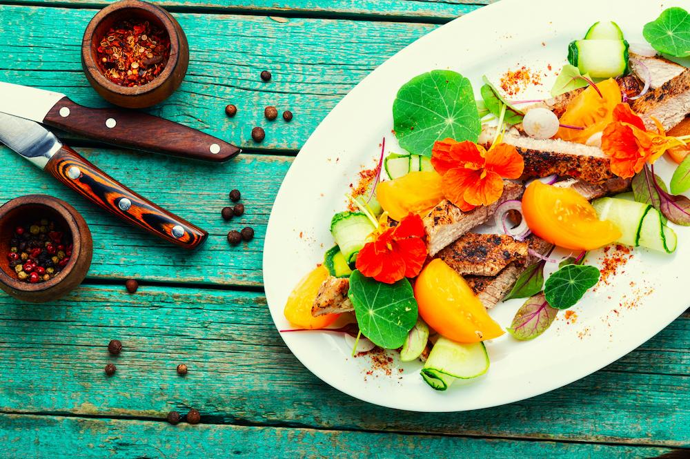 A bright plate of food at a zero waste restaurant